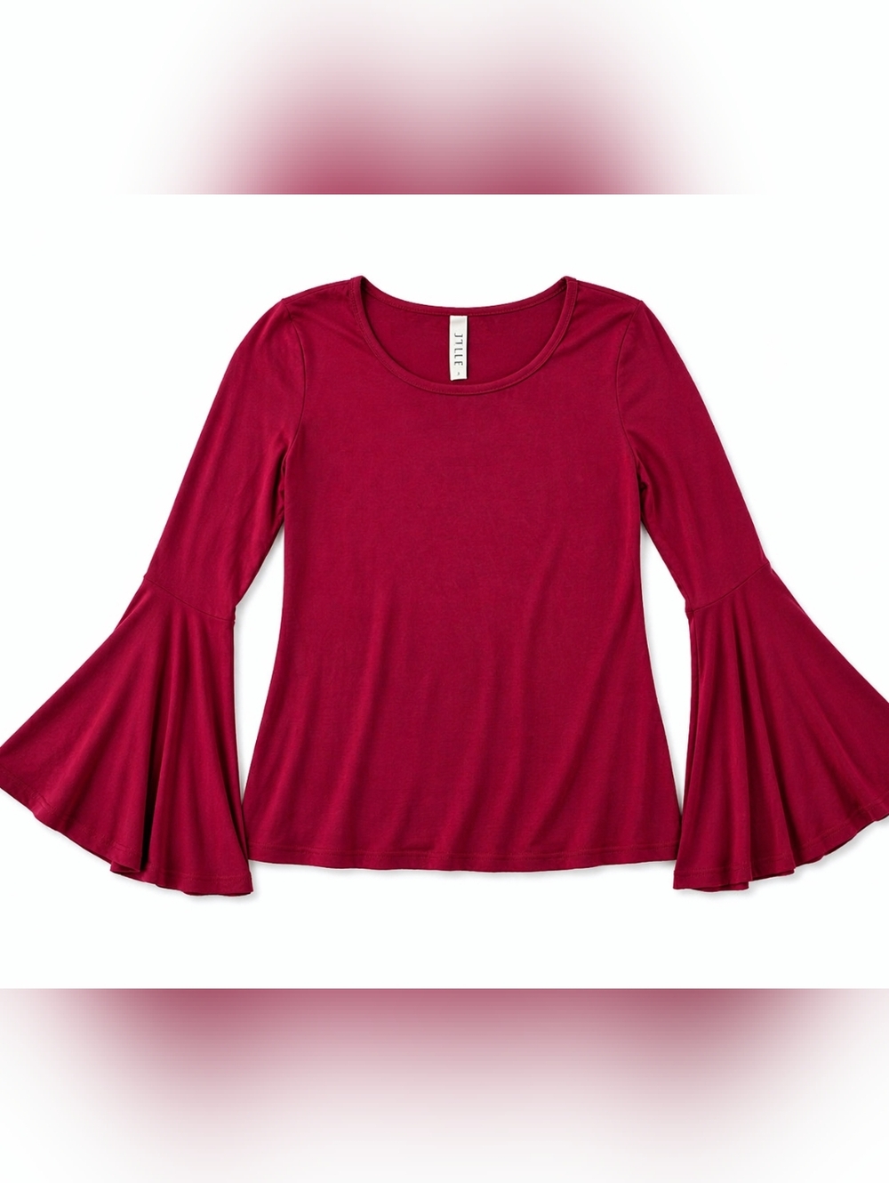 Jolie Red Bell Sleeve Top Womens Small Boho Hippie Flare Sleeve Lightweight